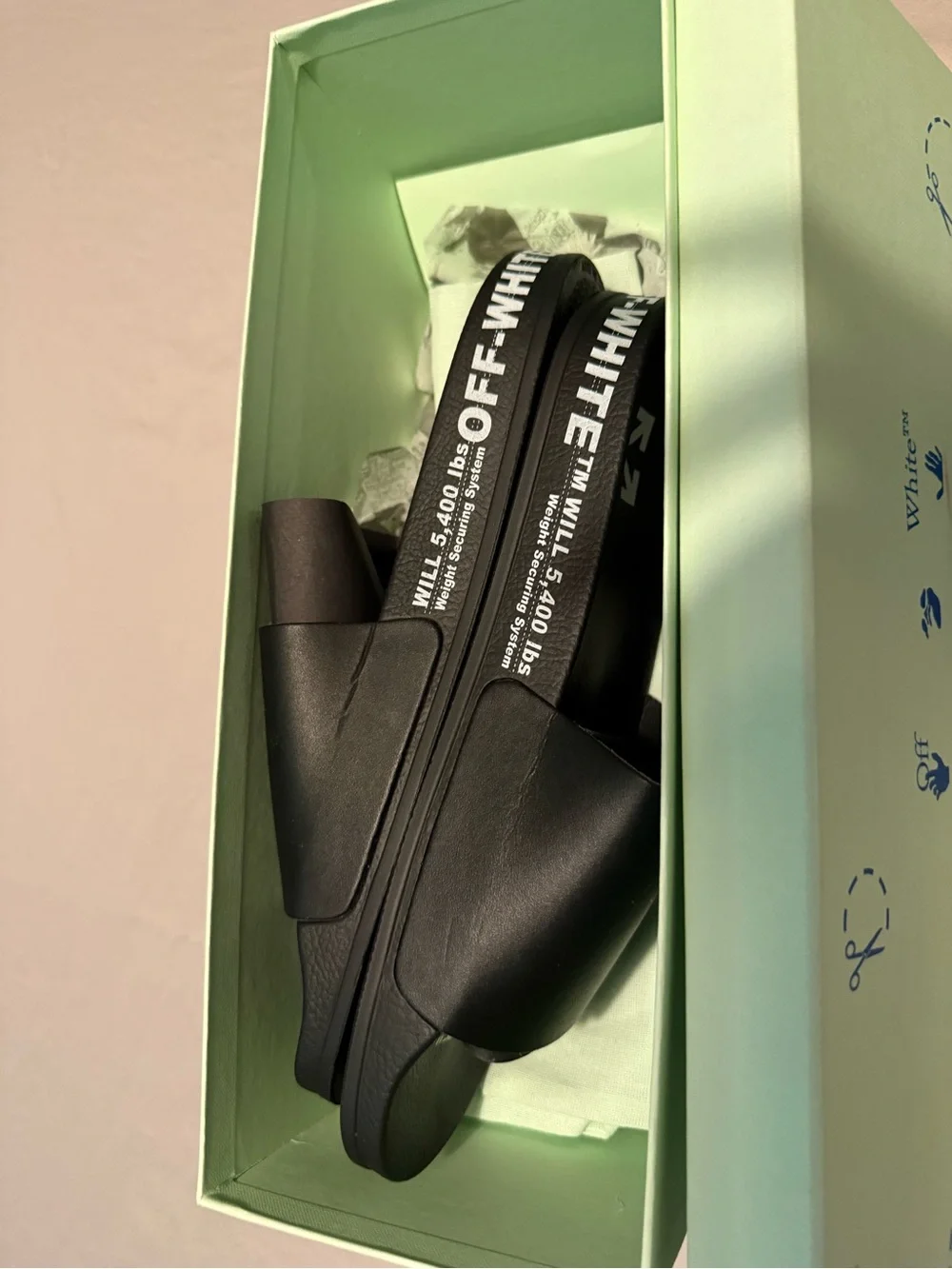 NIB Off-White Black and White Industrial Strap Slide Sandals